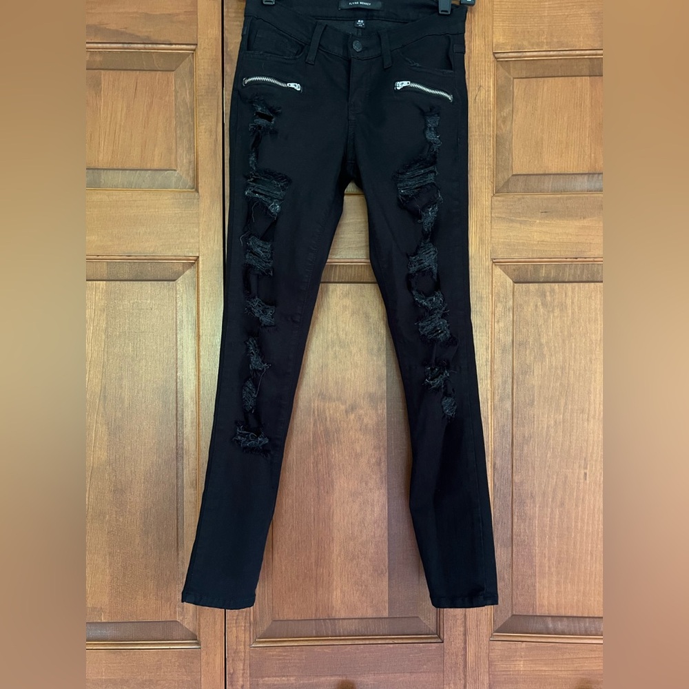 Flying Monkey Black Distressed Skinny Jeans Size 25